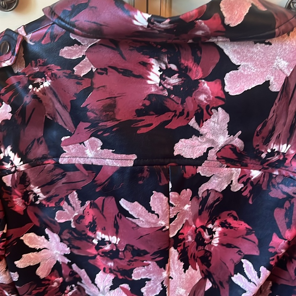 Catherine Malandrino Veruca Vegan Leather Floral Moto Jacket Size 14 - Picture 6 of 8